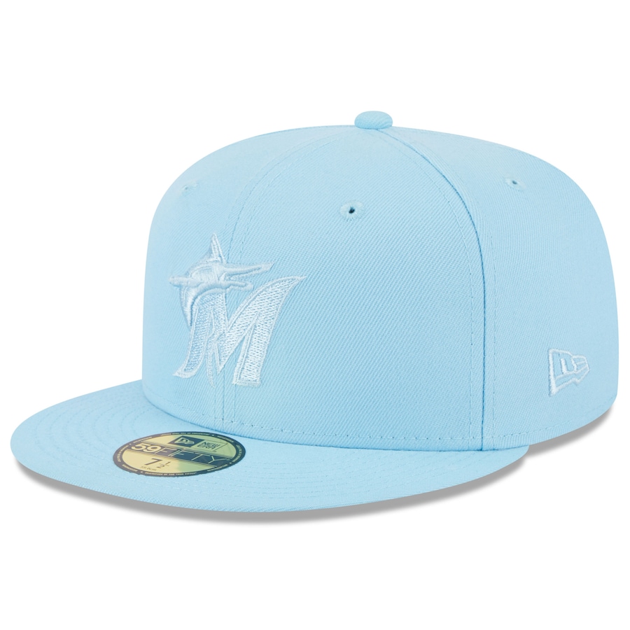 Miami Marlins New Era 2023 Spring Color Basic 59FIFTY Fitted Hat - Light Blue