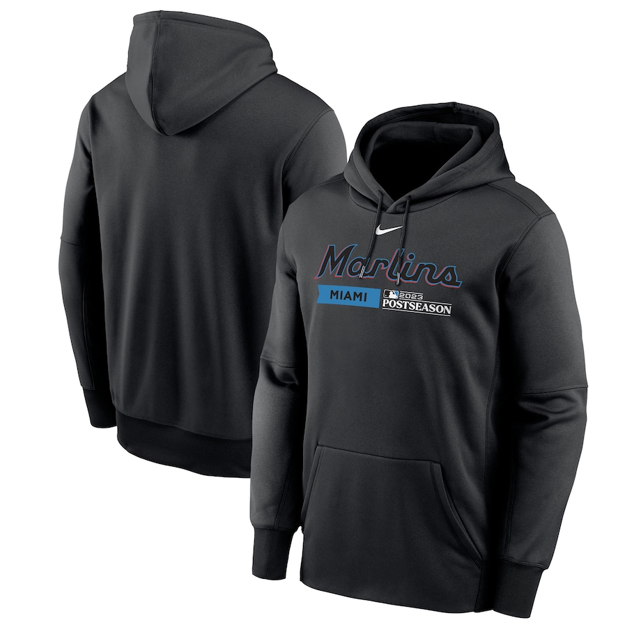 Miami Marlins Nike 2023 Postseason Authentic Collection Dugout Pullover Hoodie – Black