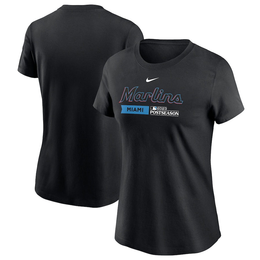 Miami Marlins Nike Women's 2023 Postseason Authentic Collection Dugout T-Shirt - Black