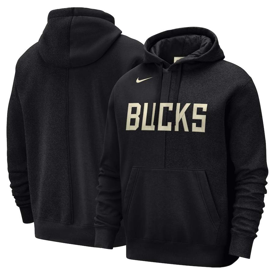 Milwaukee Bucks Nike Courtside Versus Stitch Split Pullover Hoodie - Black