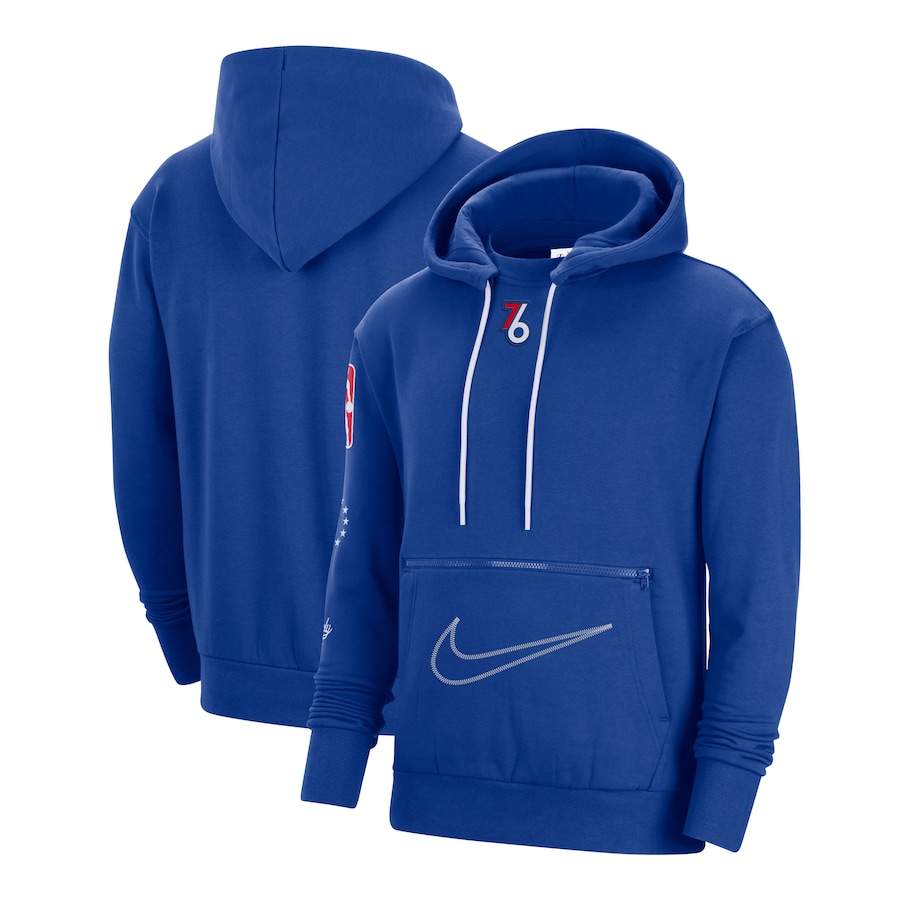 Philadelphia 76ers Nike 2022-23 City Edition Courtside Heavyweight Fleece Pullover Hoodie - Blue