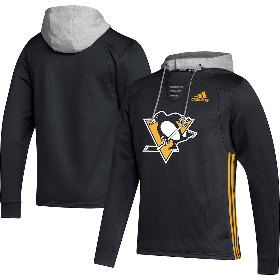 Pittsburgh Penguins adidas Skate Lace Primeblue Team Pullover Hoodie - Black