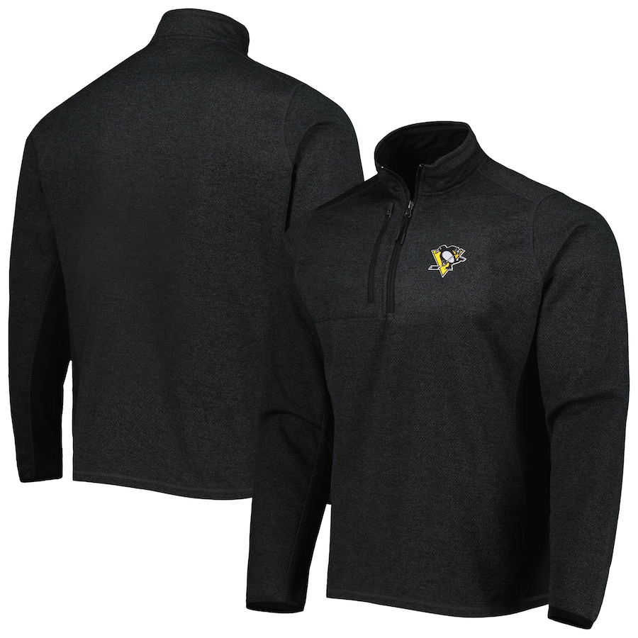 Pittsburgh Penguins Antigua Course Quarter-Zip Jacket - Heathered Black