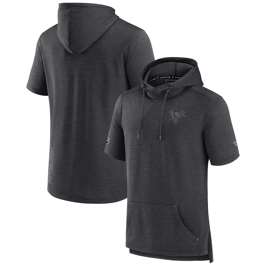 Pittsburgh Penguins Fanatics Branded Authentic Pro Road Performance Short Sleeve Pullover Hoodie - Heather Charcoal
