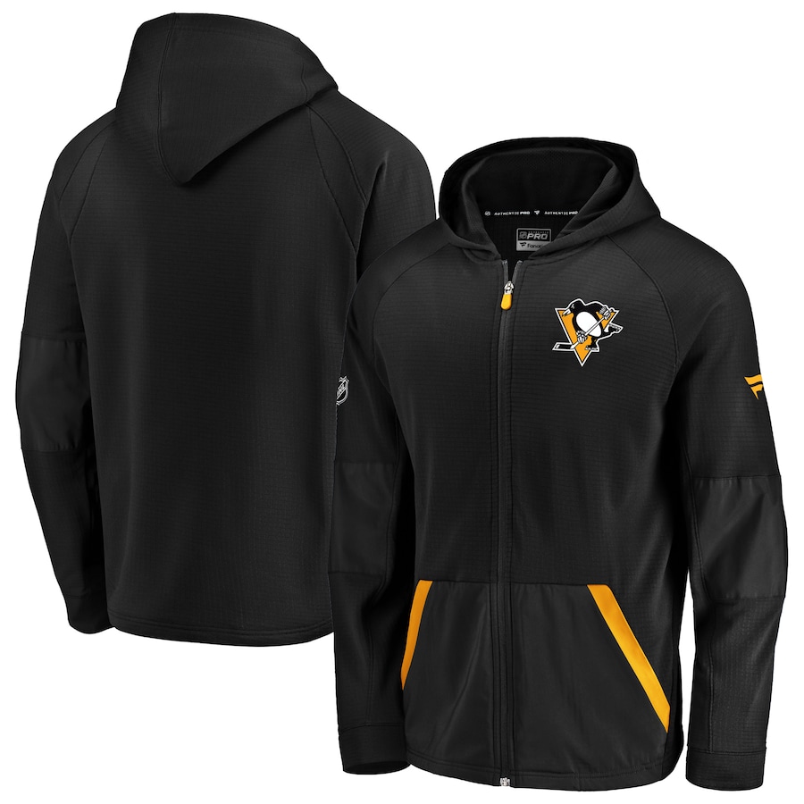 Pittsburgh Penguins Fanatics Branded Rinkside Grid-Back Full-Zip Jacket - Black