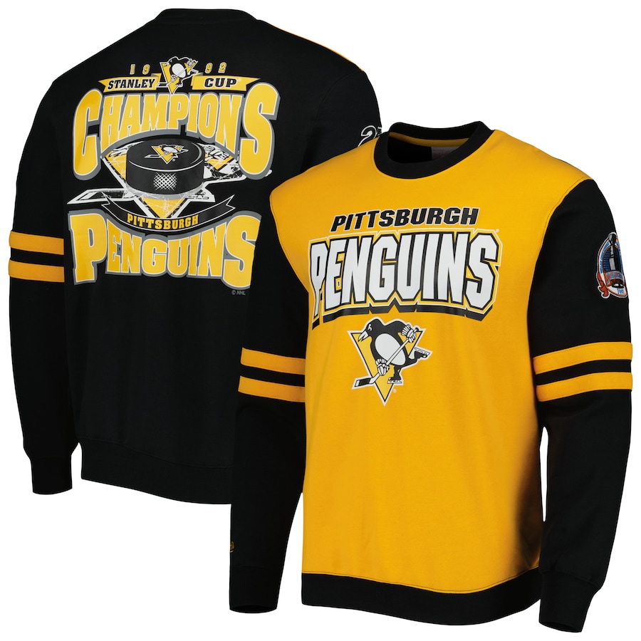 Pittsburgh Penguins Mitchell & Ness 1992 Stanley Cup Champions Pullover Sweatshirt - Gold-Black