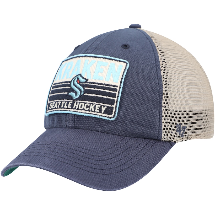 Seattle Kraken '47 Four Stroke Clean Up Snapback Hat - Deep Sea Blue-Natural