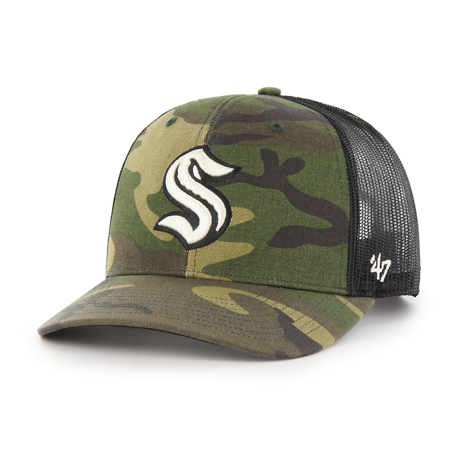 Seattle Kraken '47 Trucker Snapback Hat - Camo-Black