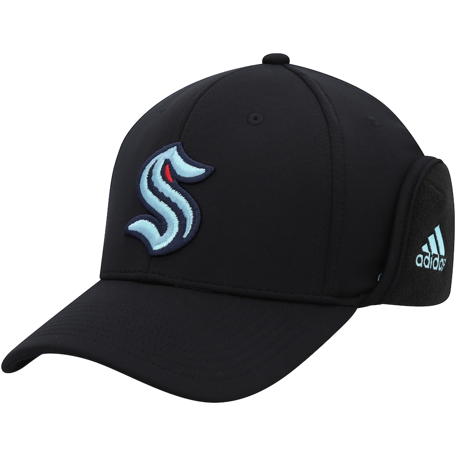 Seattle Kraken adidas Earflap Flex Hat - Black