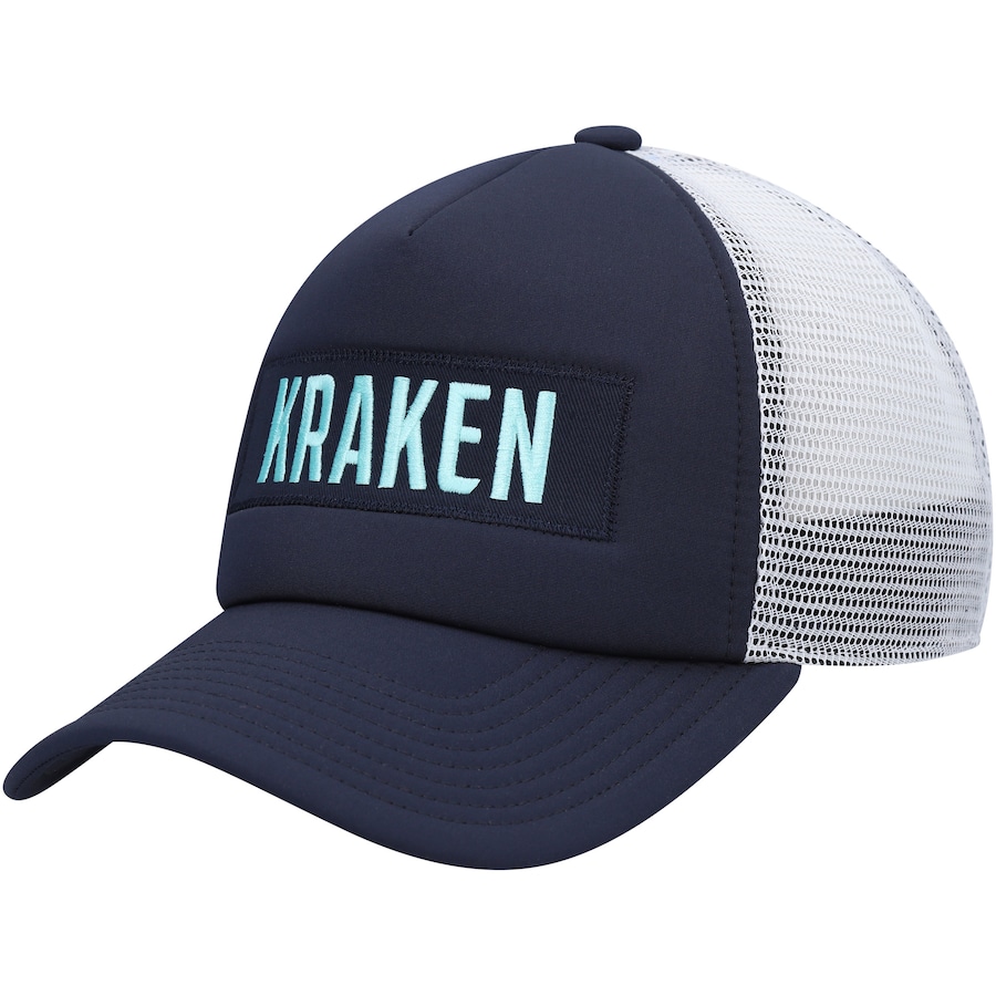 Seattle Kraken adidas Team Plate Trucker Snapback Hat - Deep Sea Blue-White