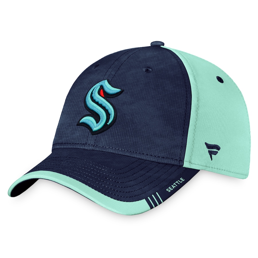 Seattle Kraken Fanatics Branded Authentic Pro Rink Camo Flex Hat - Deep Sea Blue-Light Blue