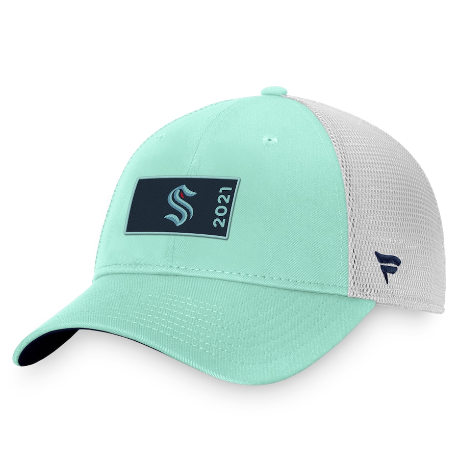 Seattle Kraken Fanatics Branded Authentic Pro Rink Trucker Snapback Hat - Light Blue-White