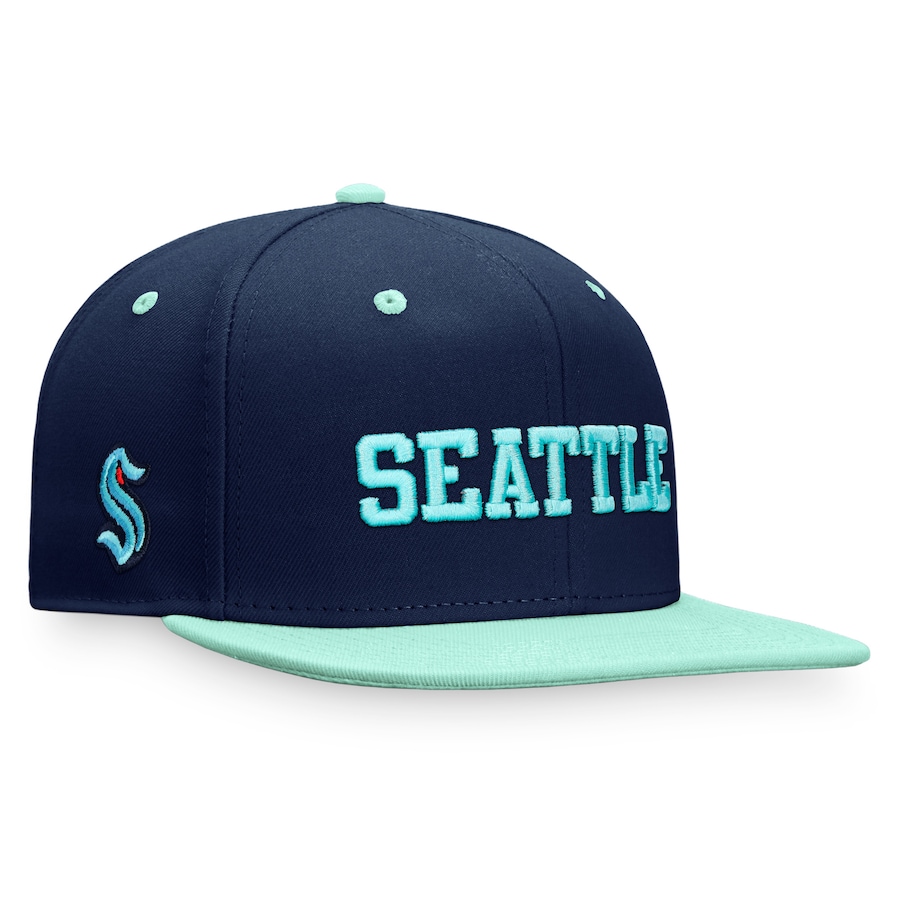 Seattle Kraken Fanatics Branded Heritage City Two-Tone Snapback Hat - Deep Sea Blue-Light Blue