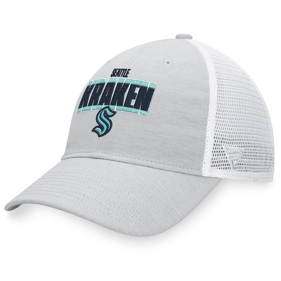 Seattle Kraken Fanatics Branded Team Trucker Snapback Hat - Heather Gray-White