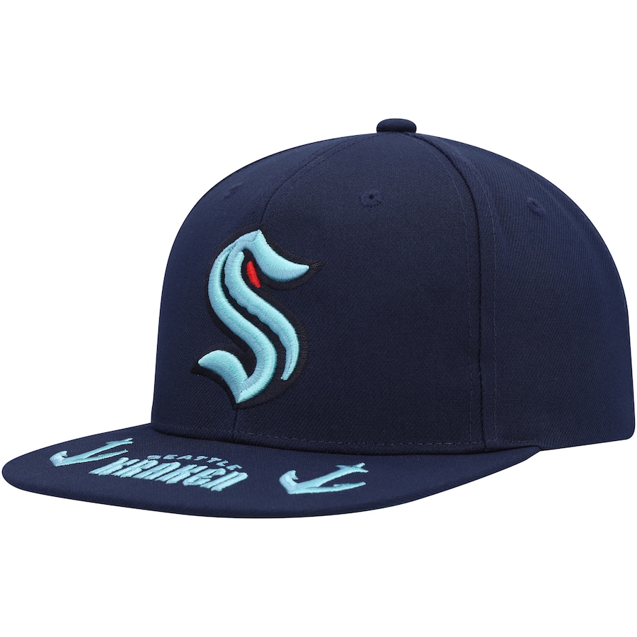 Seattle Kraken Mitchell & Ness Vintage Hat Trick Snapback Hat - Deep Sea Blue