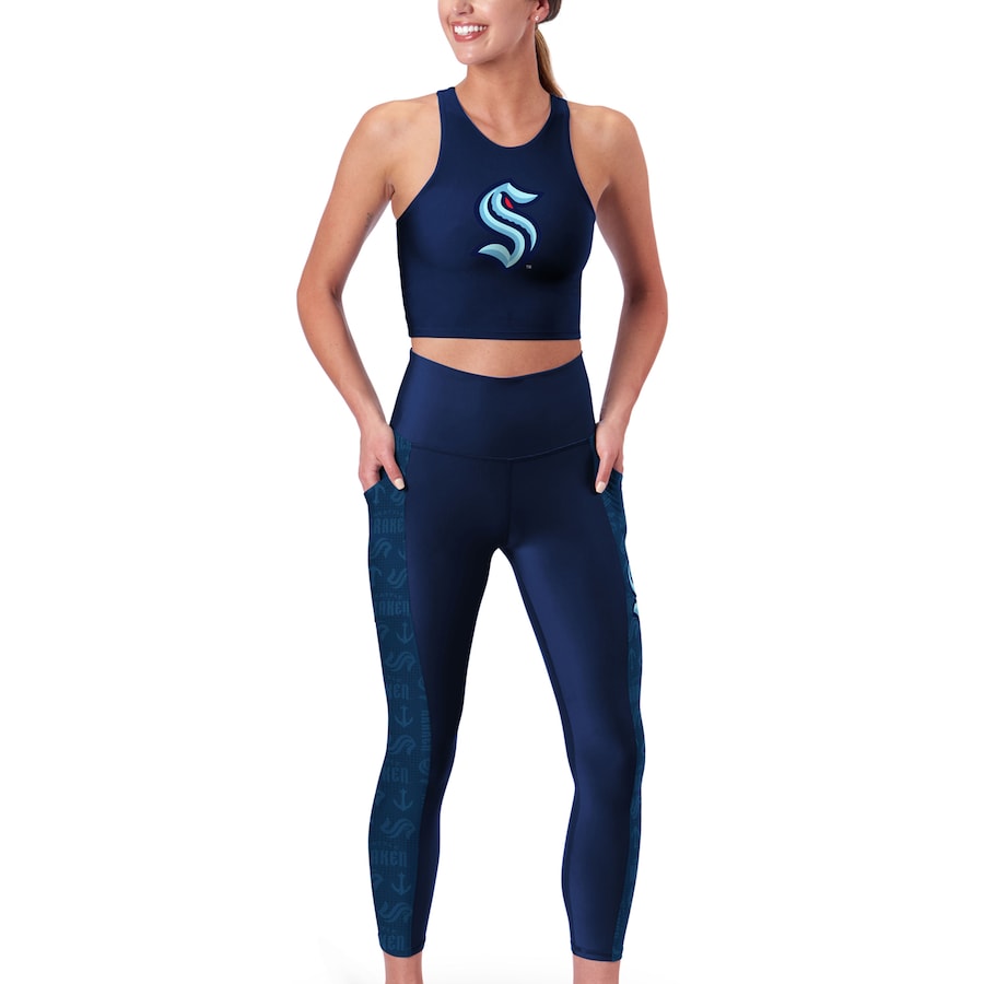 Seattle Kraken Women's High Waist Two-Pocket Leggings - Navy