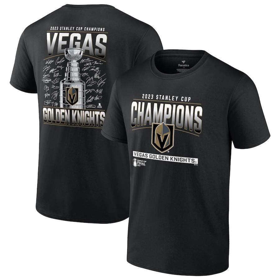  Vegas Golden Knights Fanatics Branded 2023 Stanley Cup Champions Signature Roster T-Shirt - Black