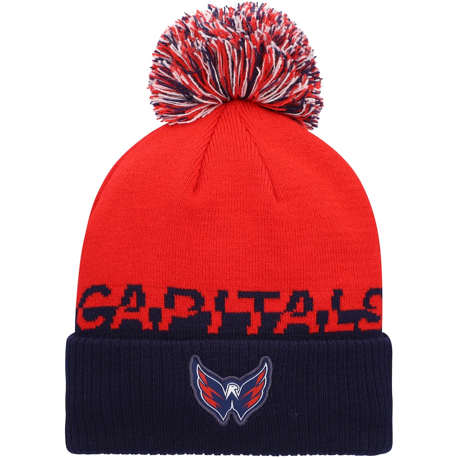 Washington Capitals adidas COLD.RDY Cuffed Knit Hat with Pom - Red-Navy
