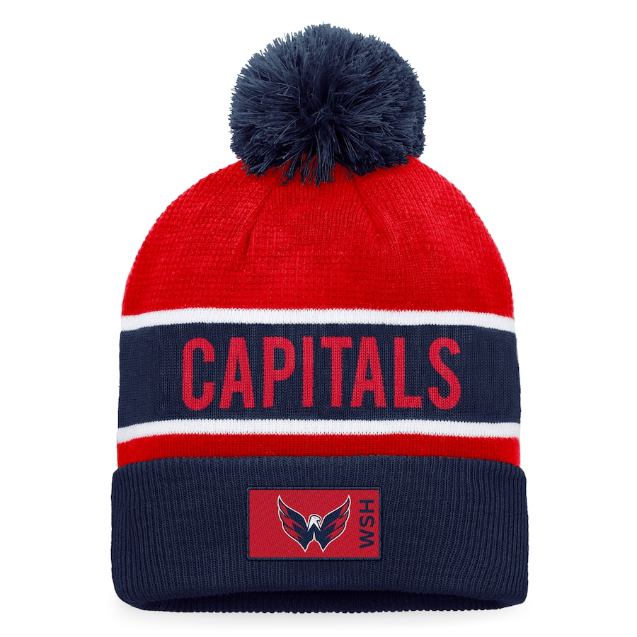 Washington Capitals Fanatics Branded Authentic Pro Rink Cuffed Knit Hat with Pom - Navy-Red