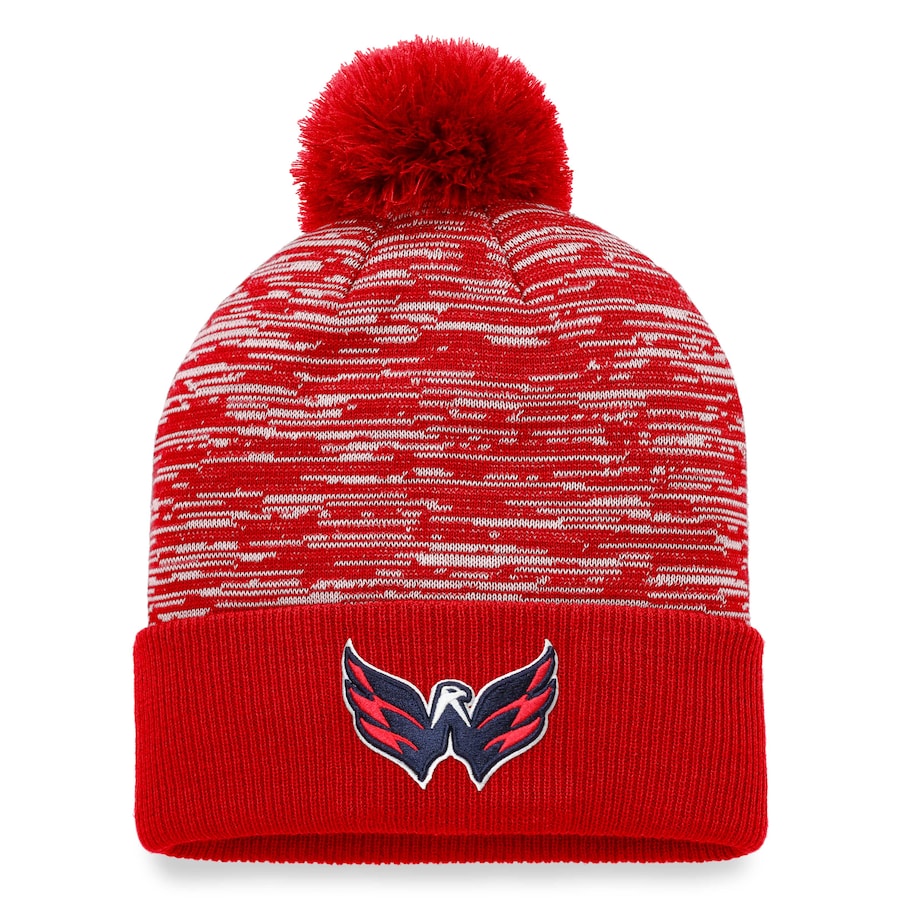 Washington Capitals Fanatics Branded Defender Cuffed Knit Hat with Pom - Red