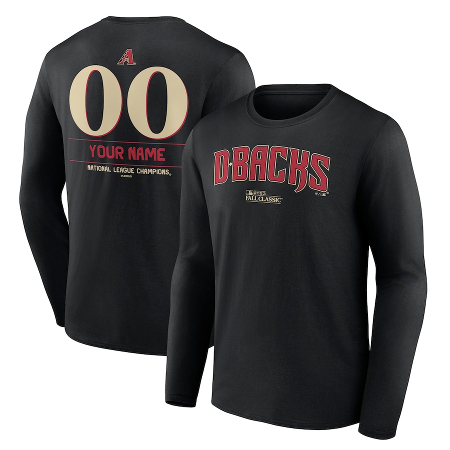  Arizona Diamondbacks Fanatics Branded 2023 National League Champions Custom Name & Number Long Sleeve T-Shirt - Black
