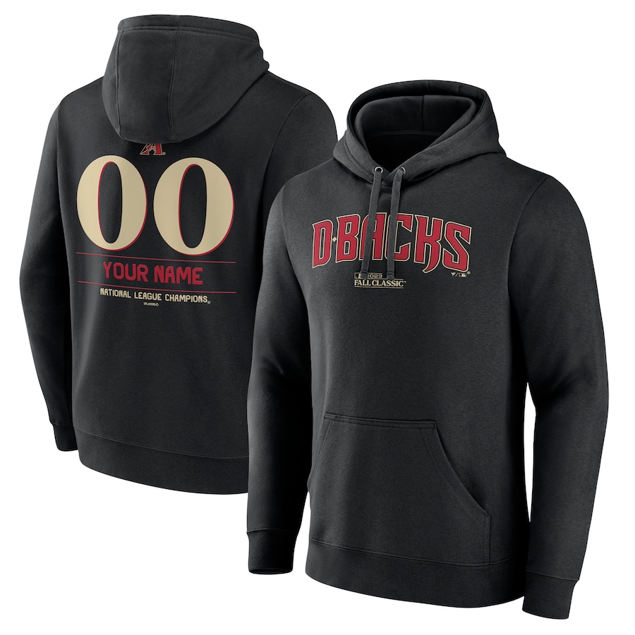  Arizona Diamondbacks Fanatics Branded 2023 National League Champions Custom Name & Number Pullover Hoodie - Black