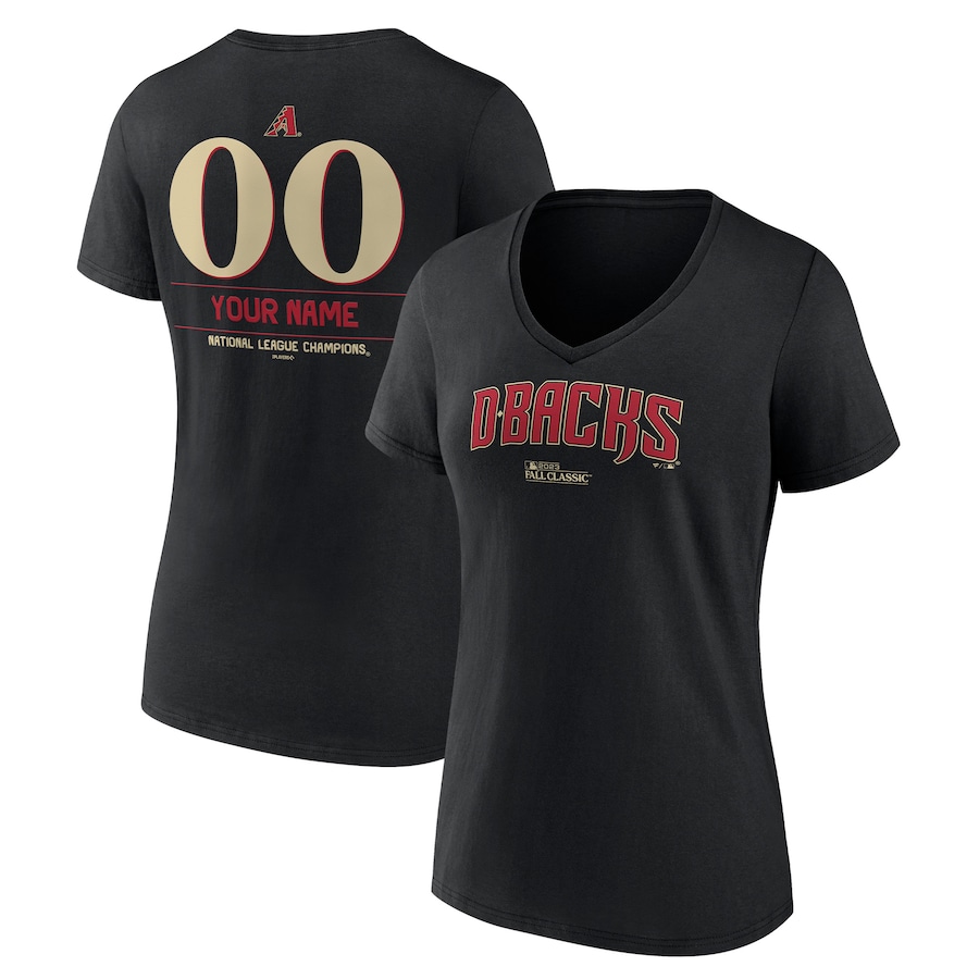  Arizona Diamondbacks Fanatics Branded Women's 2023 National League Champions Custom Name & Number V-Neck T-Shirt - Black