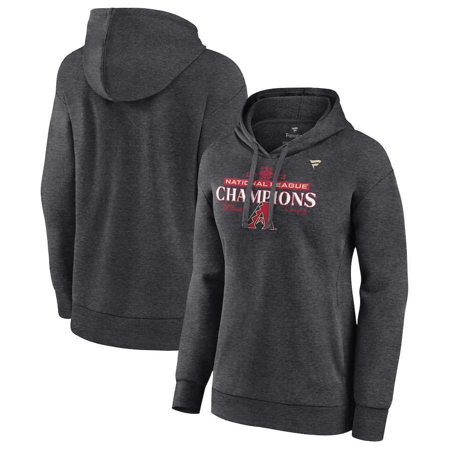  Arizona Diamondbacks Fanatics Branded Women's 2023 National League Champions Locker Room Pullover Hoodie - Heather Charcoal