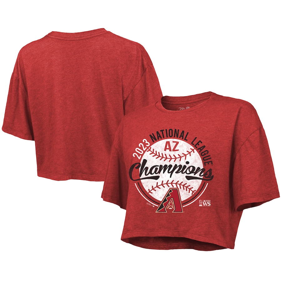  Arizona Diamondbacks Majestic Threads Women's 2023 National League Champions Boxy Cropped T-Shirt - Red