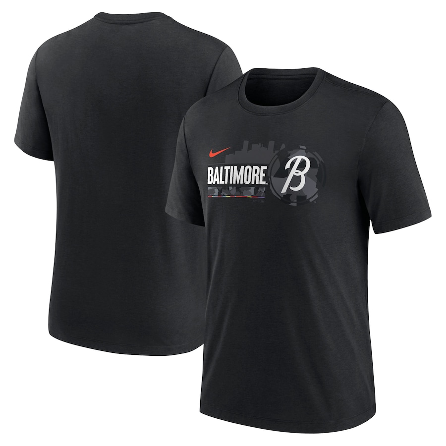  Baltimore Orioles Nike 2023 City Connect Tri-Blend T-Shirt - Black