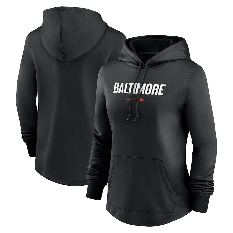  Baltimore Orioles Nike Women's 2023 City Connect Pregame Performance Pullover Hoodie - Black