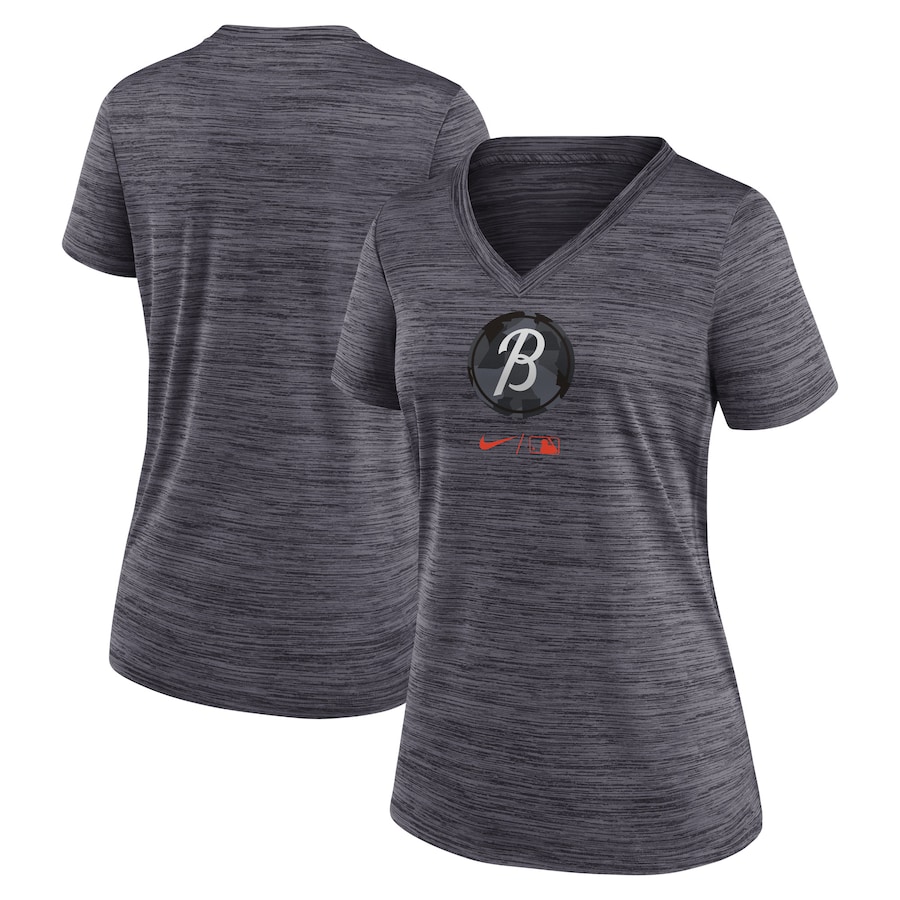  Baltimore Orioles Nike Women's 2023 City Connect Velocity Practice Performance V-Neck T-Shirt - Black