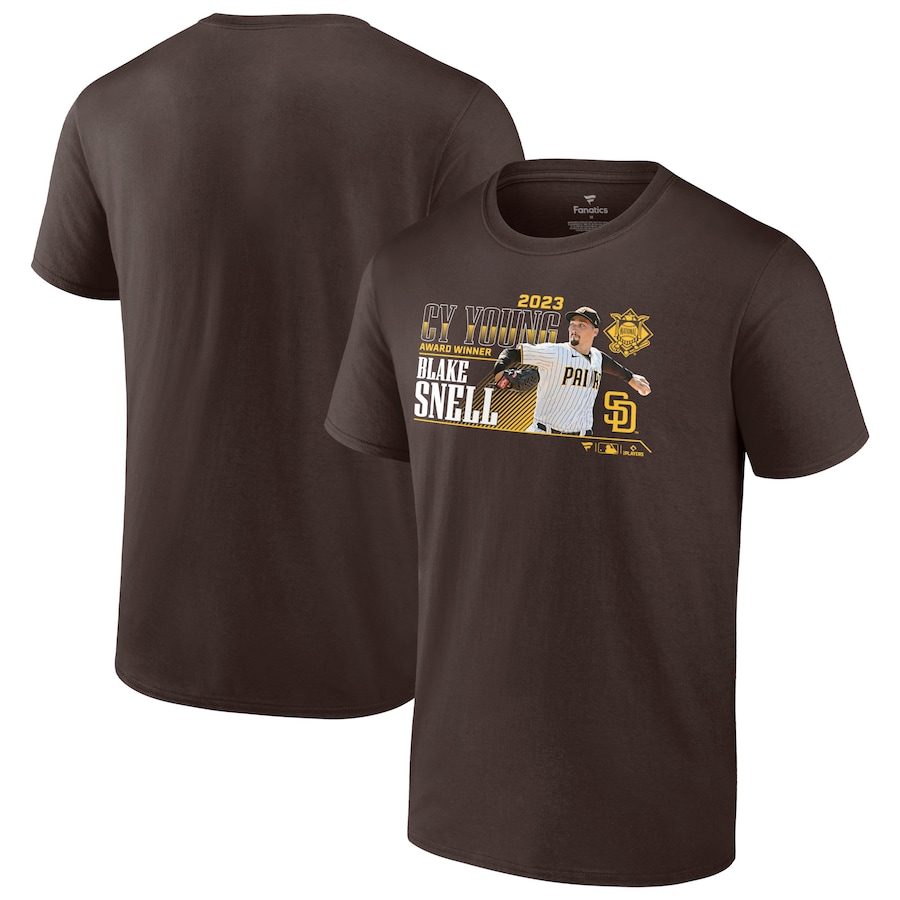 Blake Snell San Diego Padres Fanatics Branded 2023 NL Cy Young Award Winner T-Shirt - Brown