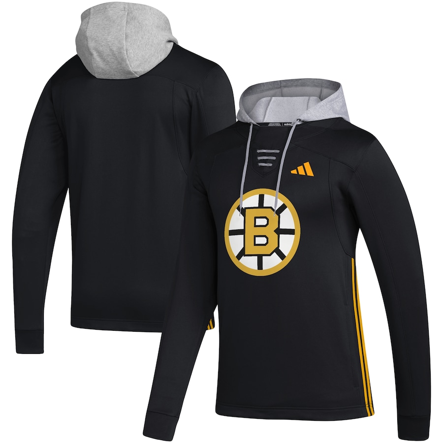 Boston Bruins adidas Refresh Skate Lace AEROREADY Pullover Hoodie - Black