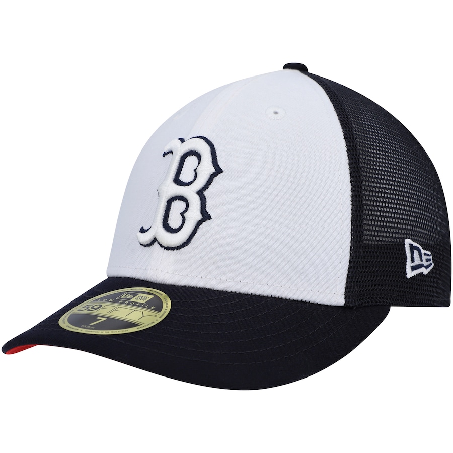 Boston Red Sox New Era 2023 On-Field Batting Practice Low Profile 59FIFTY Fitted Hat - White-Navy