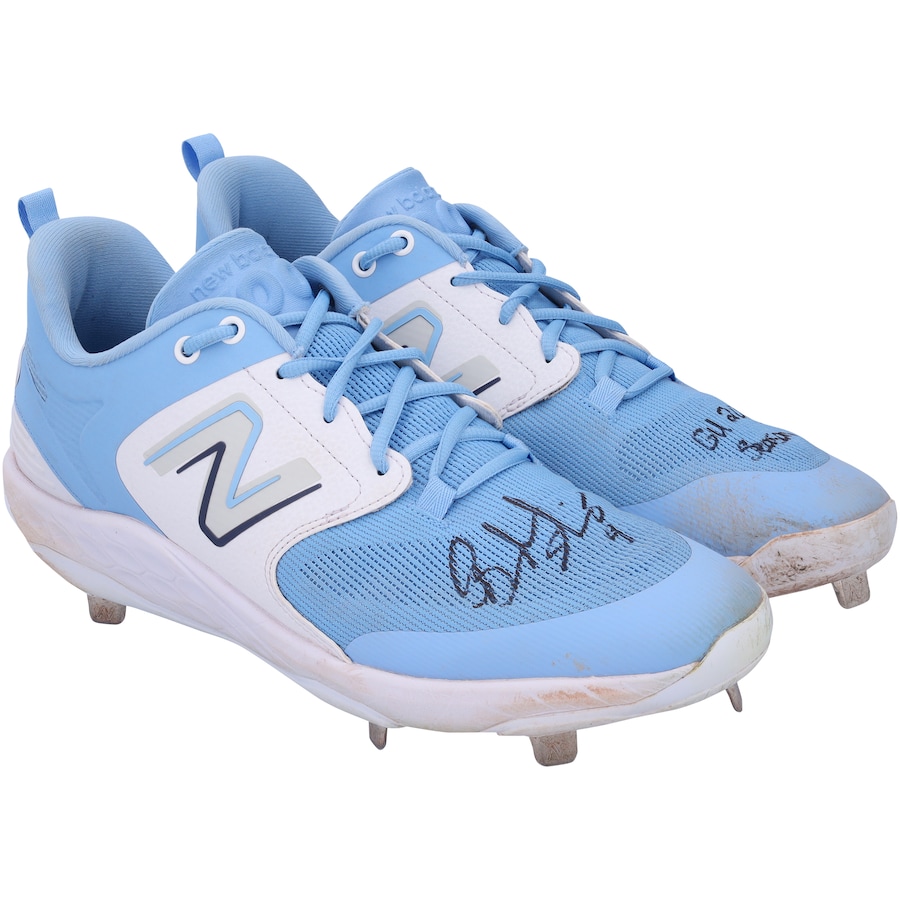 Brandon Nimmo New York Mets Autographed Fanatics Authentic Game-Used White and Blue New Balance Cleats from the 2023 MLB Season with 