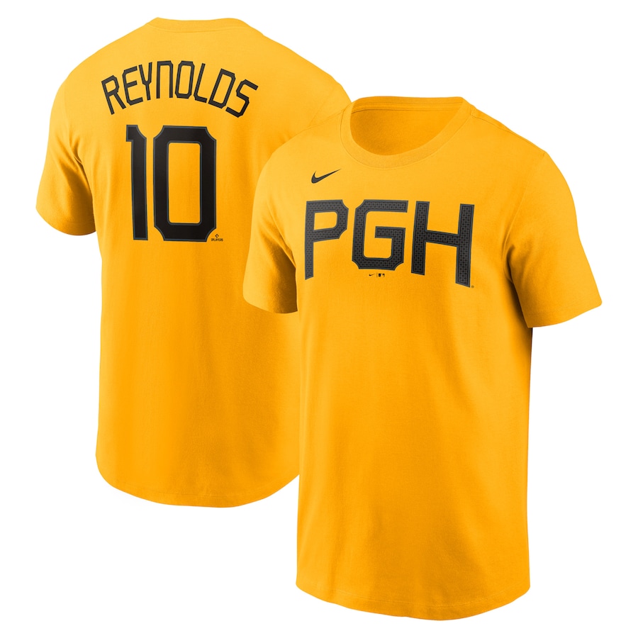 Bryan Reynolds Pittsburgh Pirates Nike 2023 City Connect Name & Number T-Shirt - Gold