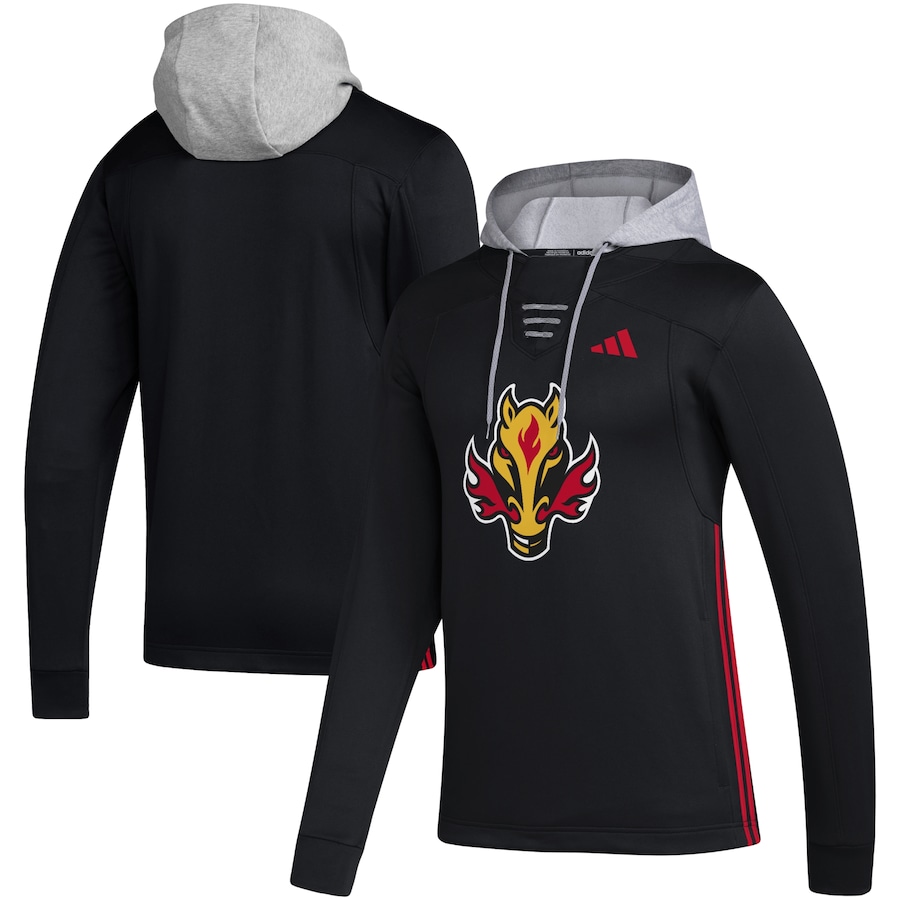 Calgary Flames adidas Refresh Skate Lace AEROREADY Pullover Hoodie - Black