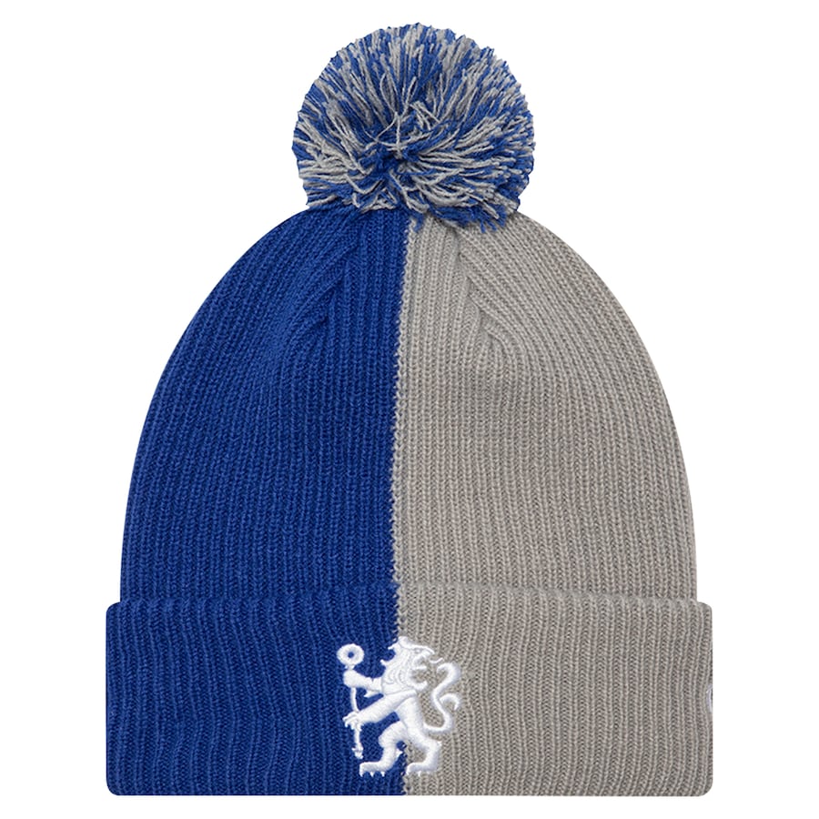 Chelsea New Era Color Block Cuffed Knit Hat with Pom - Blue