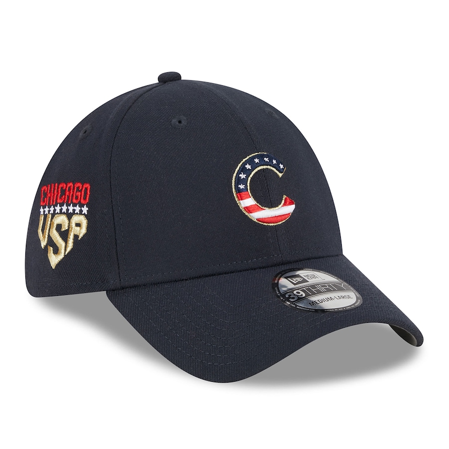  Chicago Cubs New Era 2023 Fourth of July 39THIRTY Flex Fit Hat - Navy