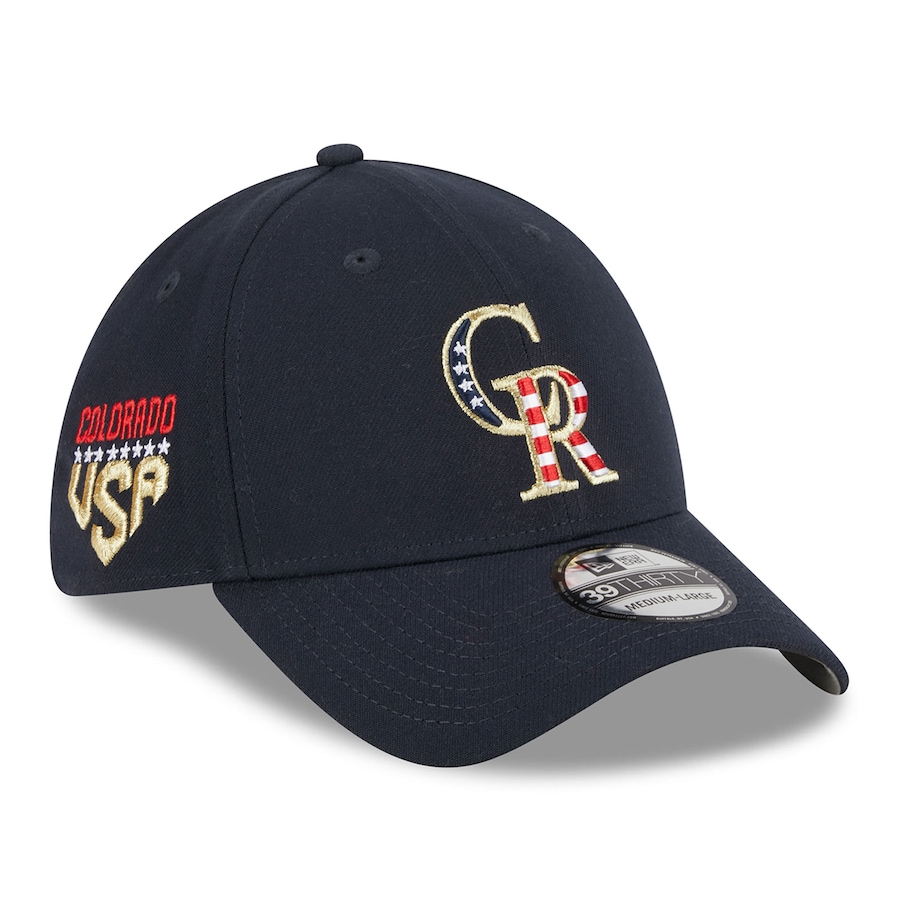  Colorado Rockies New Era 2023 Fourth of July 39THIRTY Flex Fit Hat - Navy