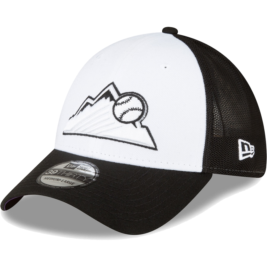  Colorado Rockies New Era 2023 On-Field Batting Practice 39THIRTY Flex Hat - Black-White