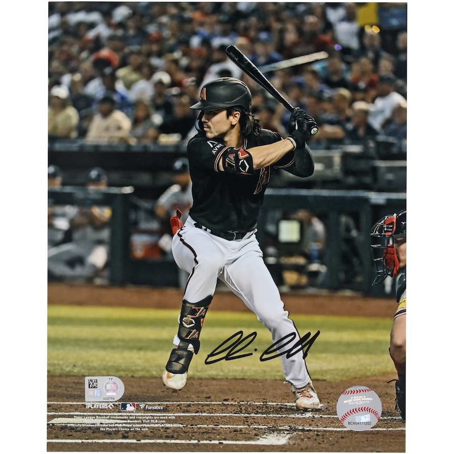 Джерси Corbin Carroll Arizona Diamondbacks Autographed Fanatics Authentic 2023 National League Rookie of the Year 8" x 10" Black Hitting Photograph