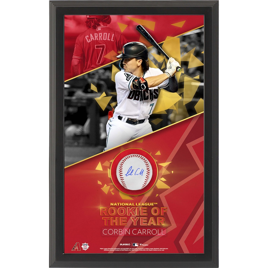 Corbin Carroll Arizona Diamondbacks Fanatics Authentic Autographed Framed 2023 National League Rookie of the Year Baseball with Shadowbox Collage