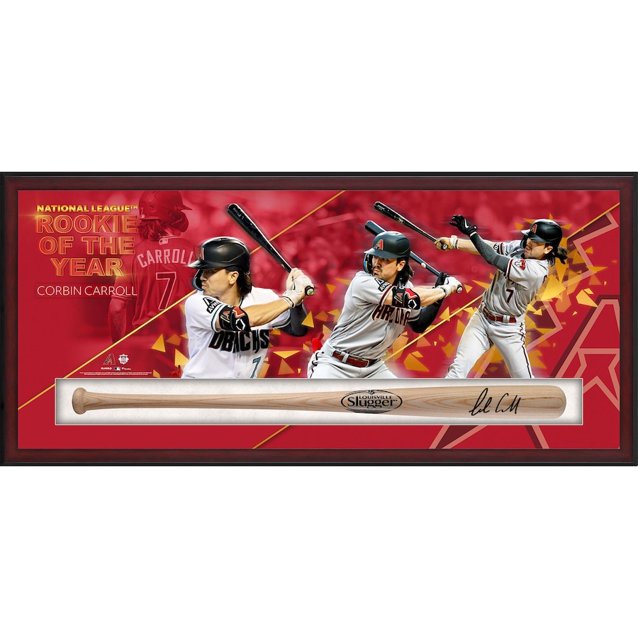 Corbin Carroll Arizona Diamondbacks Fanatics Authentic Autographed Framed 2023 National League Rookie of the Year Louisville Slugger Game Model Bat with Shadowbox Collage