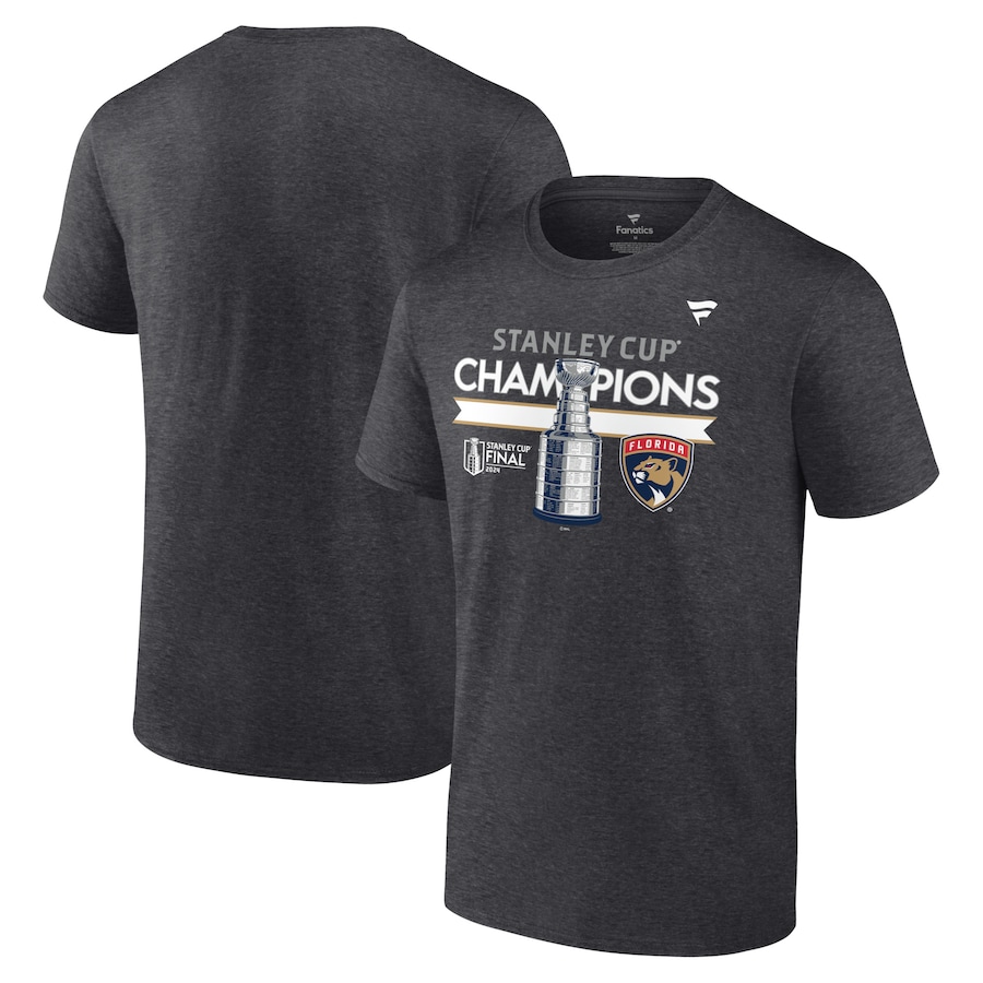  Florida Panthers Fanatics 2024 Stanley Cup Champions Locker Room T-Shirt - Heather Charcoal