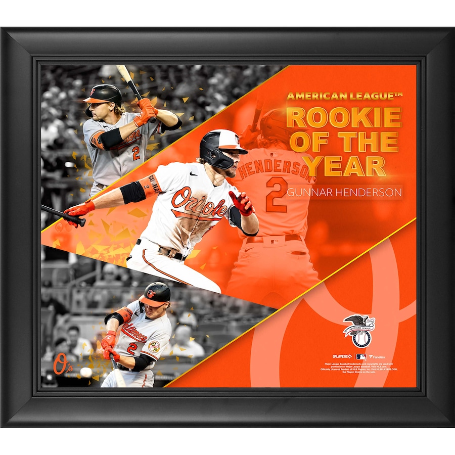 Gunnar Henderson Baltimore Orioles Fanatics Authentic Framed 2023 American League Rookie of the Year 15