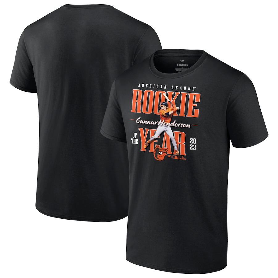 Gunnar Henderson Baltimore Orioles Fanatics Branded 2023 AL Rookie of the Year T-Shirt - Black