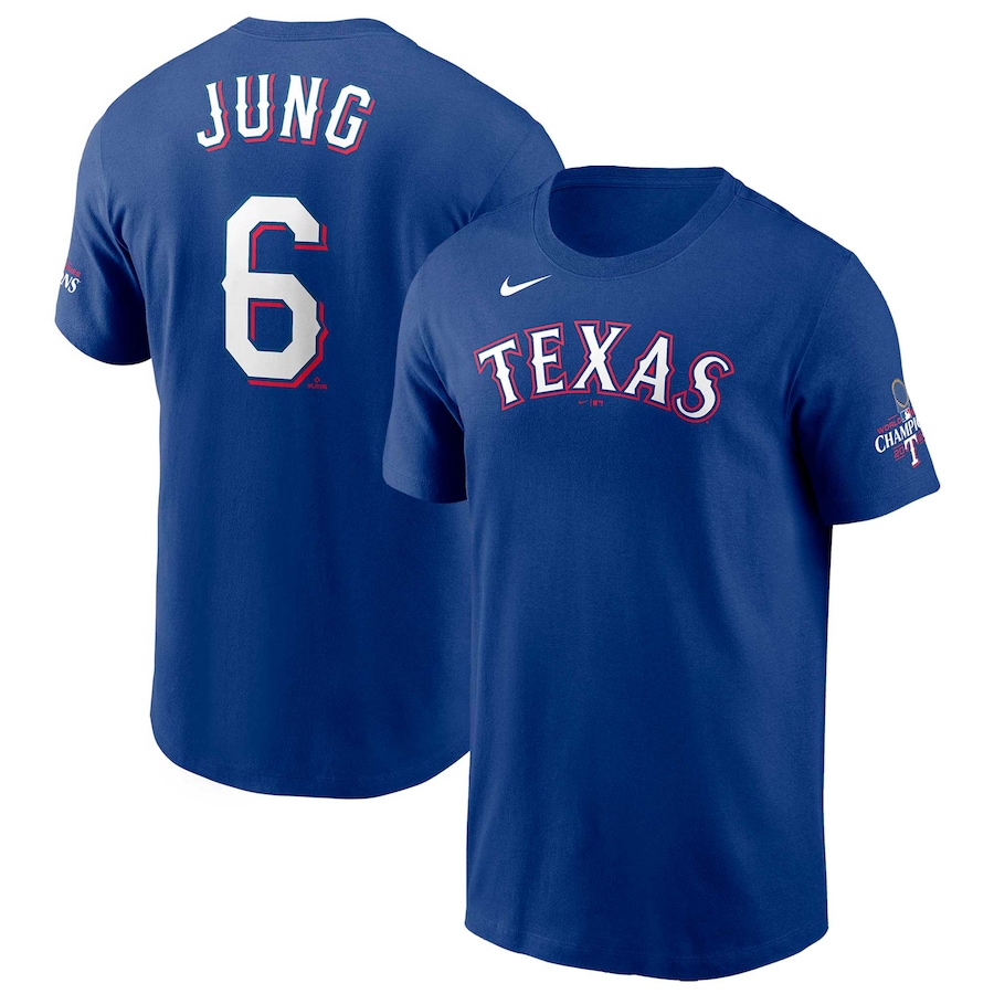 Josh Jung Texas Rangers Nike 2023 World Series Champions Name & Number T-Shirt - Royal