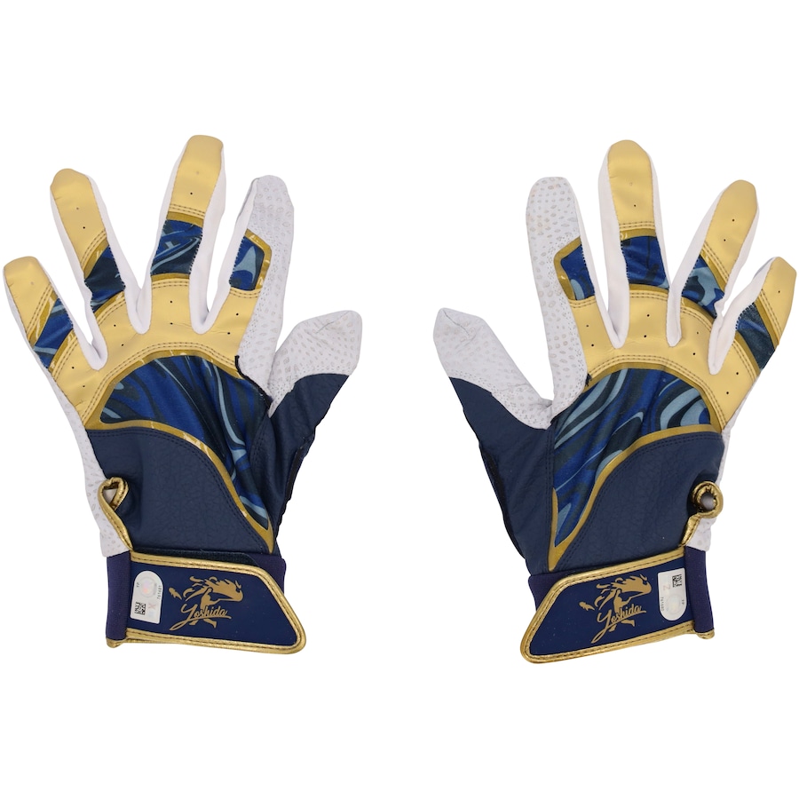 Masataka Yoshida Boston Red Sox Autographed Fanatics Authentic Player-Issued Navy and Gold Batting Gloves from the 2023 MLB Season 